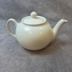 Pristine England Cream Ceramic Teapot with Lid Made in England Off-White Small